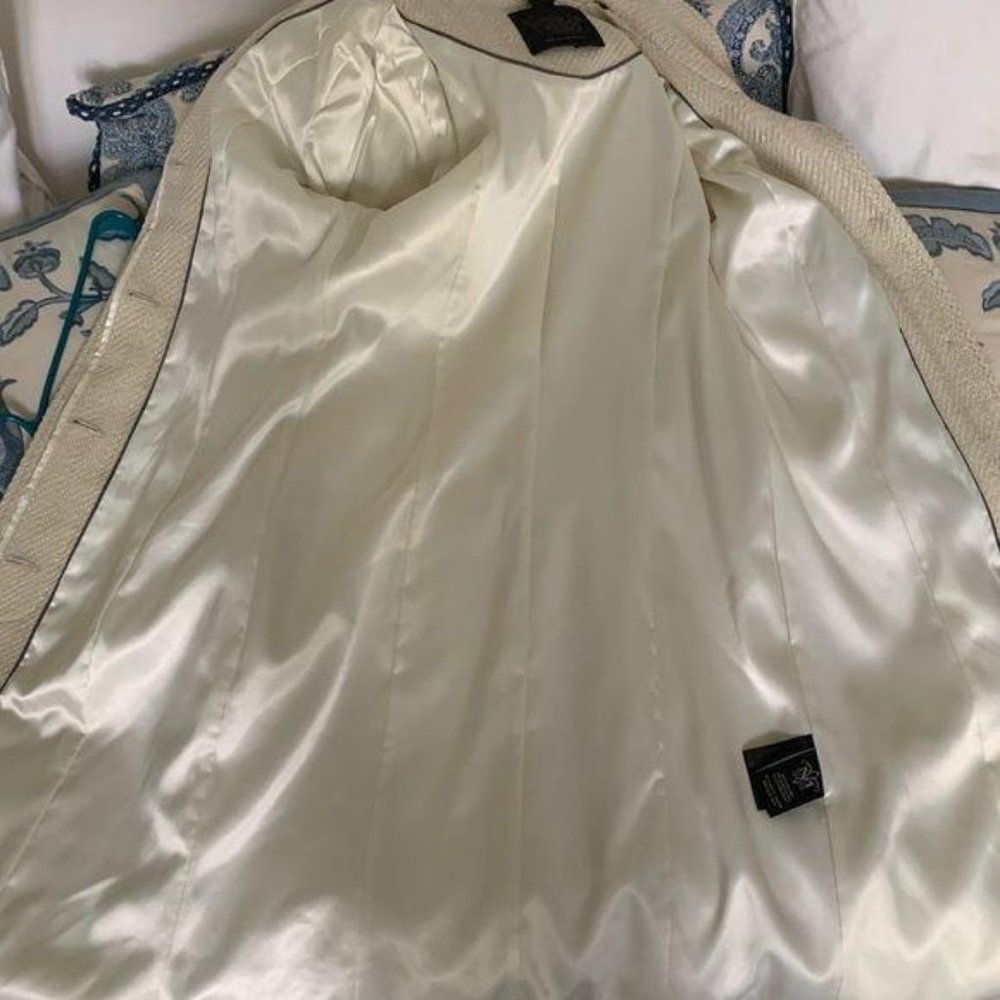 Mackage Coat Wool Leather Boucle Single Breast Cream Winter White PS - Picture 6 of 11